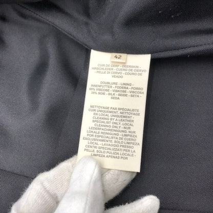 Hermes Deerskin Series Button Long Vest Gilet Leather Top Black