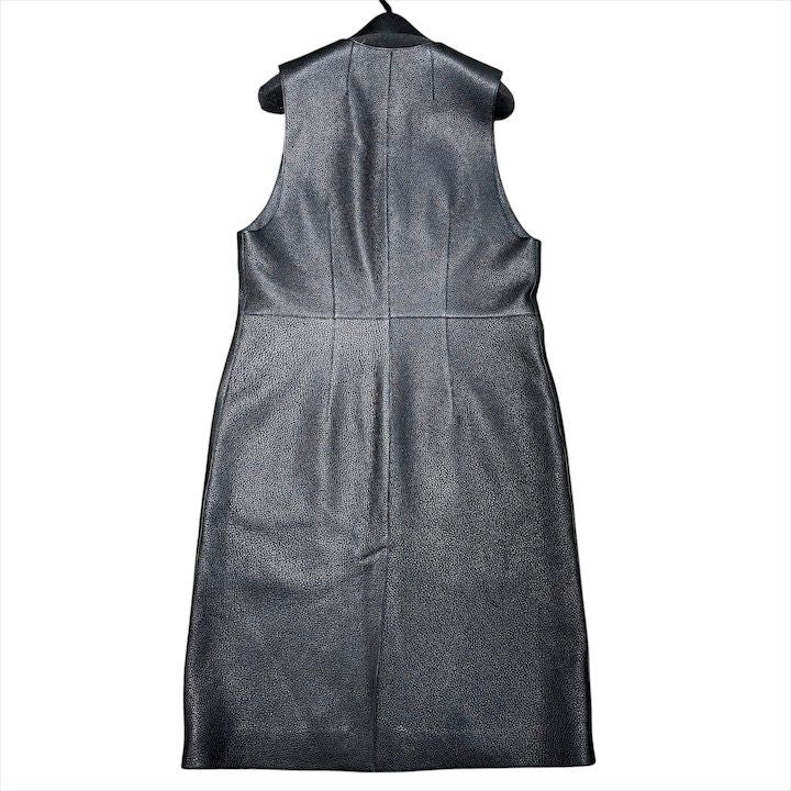 Hermes Deerskin Series Button Long Vest Gilet Leather Top Black