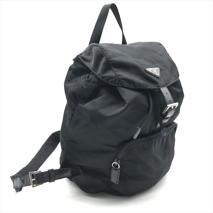 Prada Nylon Tessuto Triangle Logo Backpack Casual Black