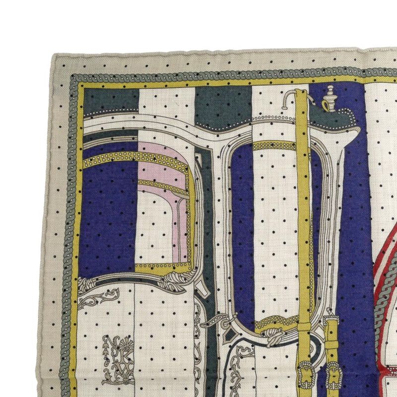 Hermes Gauroche 45 Berlinne Carriage Multicolor - Beige Scarf Bandana