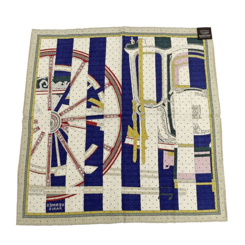 Hermes Gauroche 45 Berlinne Carriage Multicolor - Beige Scarf Bandana