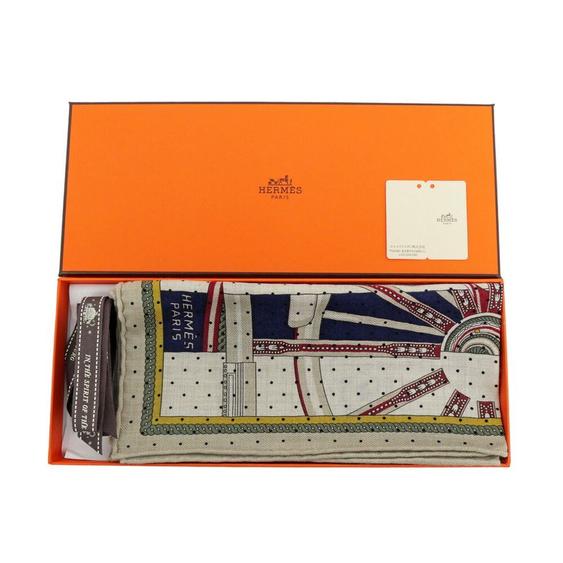 Hermes Gauroche 45 Berlinne Carriage Multicolor - Beige Scarf Bandana