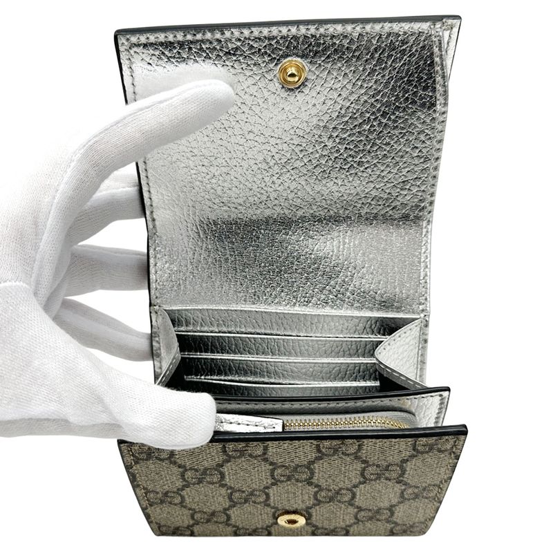 Gucci Wallet Women's Men's Brand GG Supreme Petit Marmont Trifold Wallet PVC