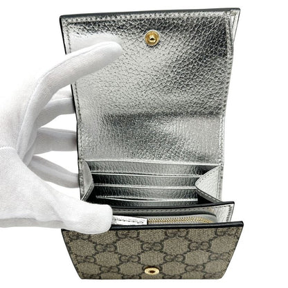 Gucci Wallet Women's Men's Brand GG Supreme Petit Marmont Trifold Wallet PVC