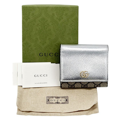 Gucci Wallet Women's Men's Brand GG Supreme Petit Marmont Trifold Wallet PVC