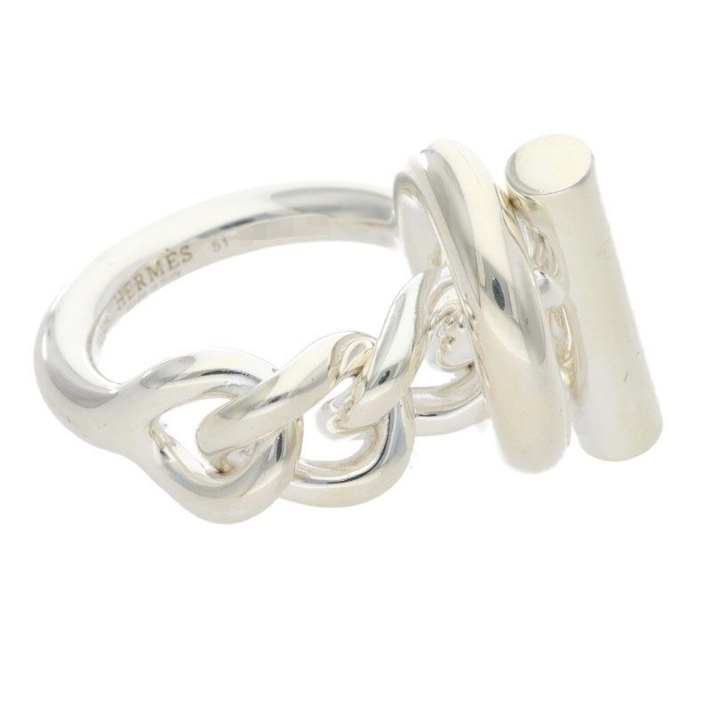 Hermes Croisette Silver Ring Men's No 9 51
