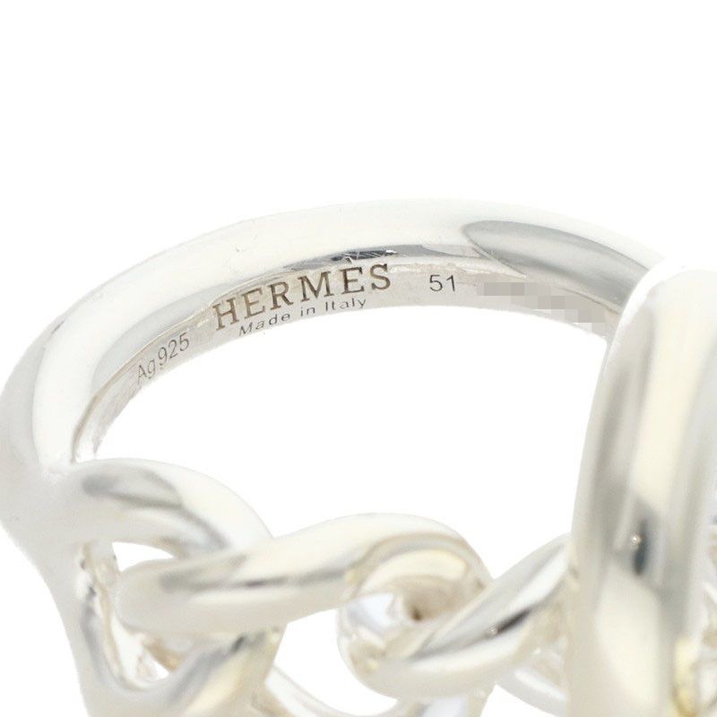 Hermes Croisette Silver Ring Men's No 9 51