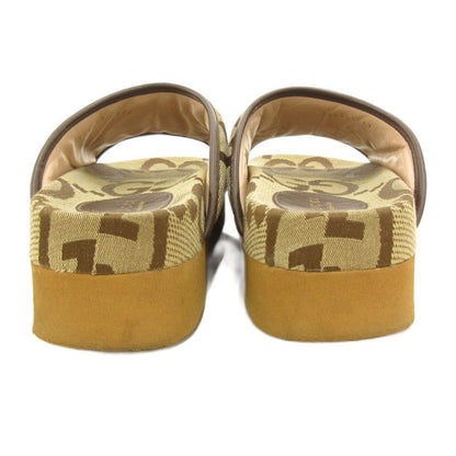 Gucci 700301 GG Canvas Slide Sandals Comfort 37 Brown JS AA • GY19