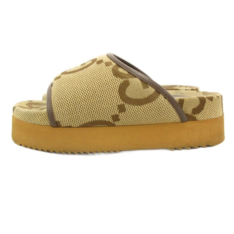 Gucci 700301 GG Canvas Slide Sandals Comfort 37 Brown JS AA • GY19
