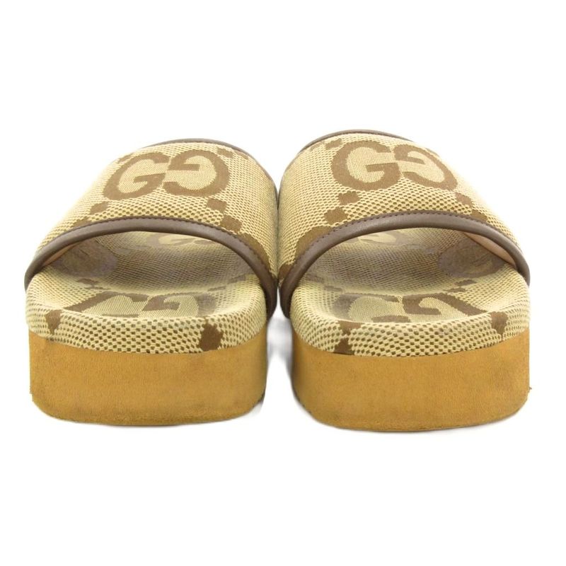 Gucci 700301 GG Canvas Slide Sandals Comfort 37 Brown JS AA • GY19