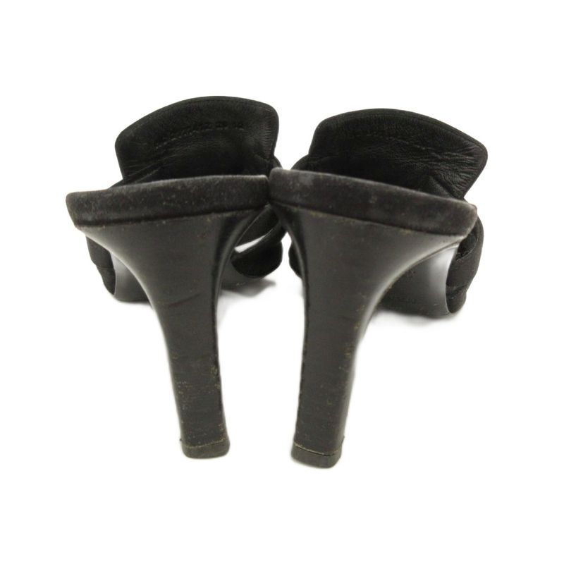 Hermes Cute Chevre Velor Mule Sandals Comfort Heel Kelly Hardware 36 Black JS •
