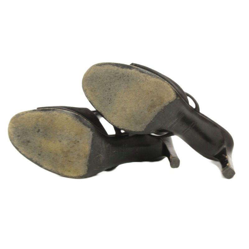Hermes Cute Chevre Velor Mule Sandals Comfort Heel Kelly Hardware 36 Black JS •
