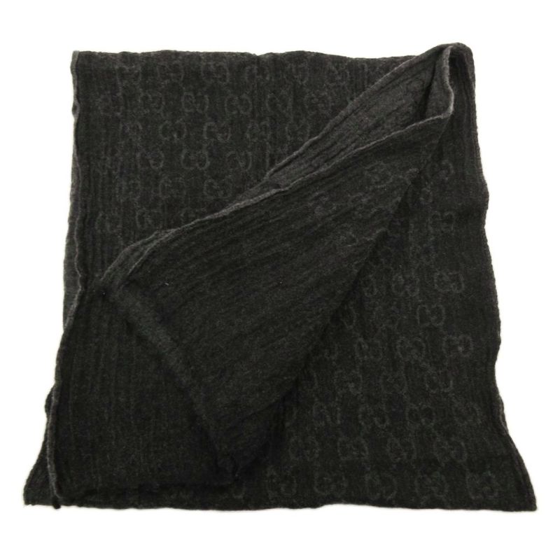 Gucci Muffler Shawl GG Canvas Logo Black JS AA • GY19