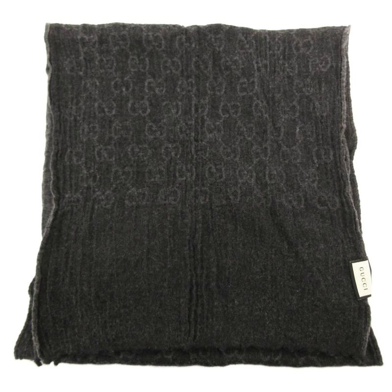Gucci Muffler Shawl GG Canvas Logo Black JS AA • GY19