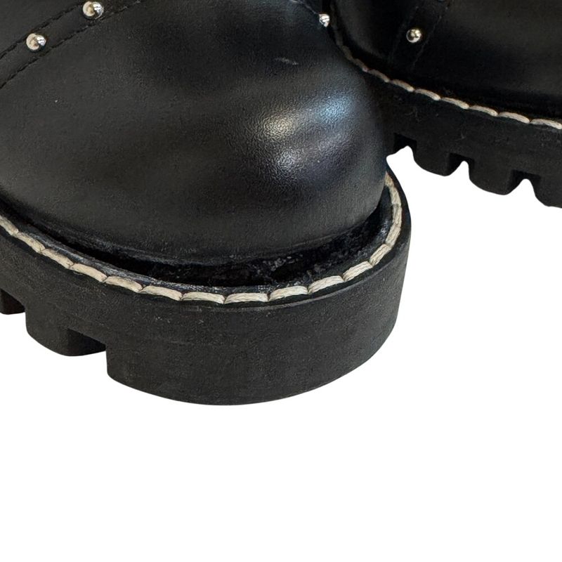 Louis Vuitton Studded Belt Side Gore Boots Star Trail Line Boots Black Ladies
