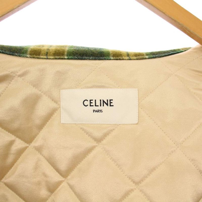 Celine 22AW Check Overshirt Blouson Jacket Padding Jacket Outerwear 50 Green