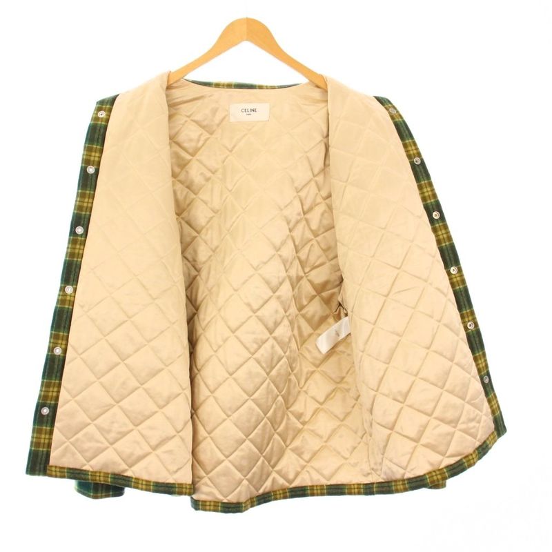 Celine 22AW Check Overshirt Blouson Jacket Padding Jacket Outerwear 50 Green
