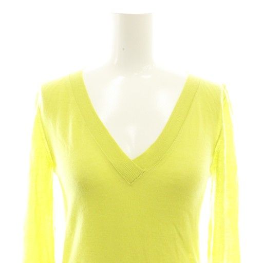 Hermes Cashmere V-neck Knit Sweater Pullover SM Lime Green CX • OS