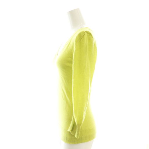 Hermes Cashmere V-neck Knit Sweater Pullover SM Lime Green CX • OS