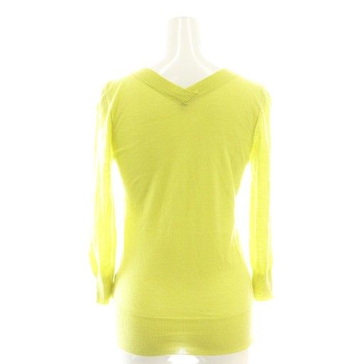 Hermes Cashmere V-neck Knit Sweater Pullover SM Lime Green CX • OS