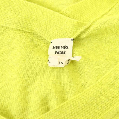 Hermes Cashmere V-neck Knit Sweater Pullover SM Lime Green CX • OS