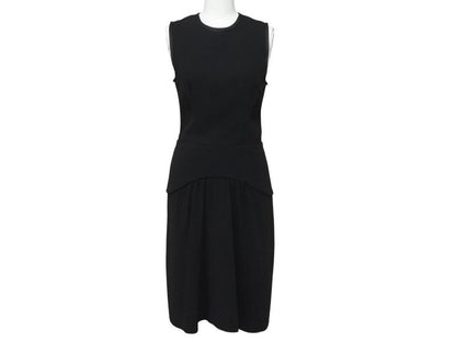 Prada Sleeveless Dress Pleated Midi Length Black
