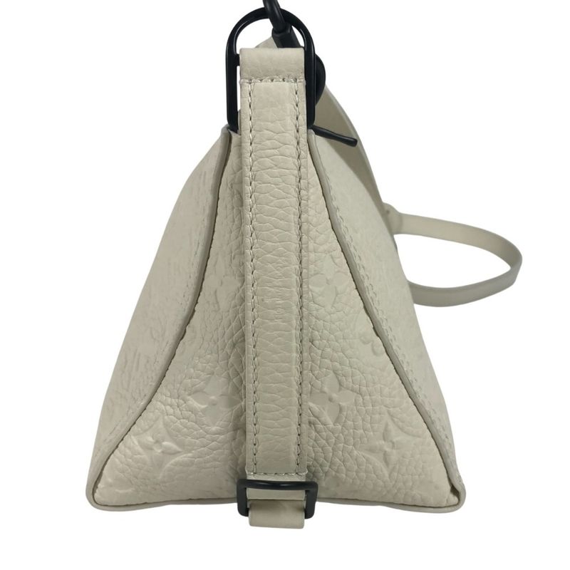Louis Vuitton Shoulder Bag Triangle Messenger M55927 Taurillon Leather White