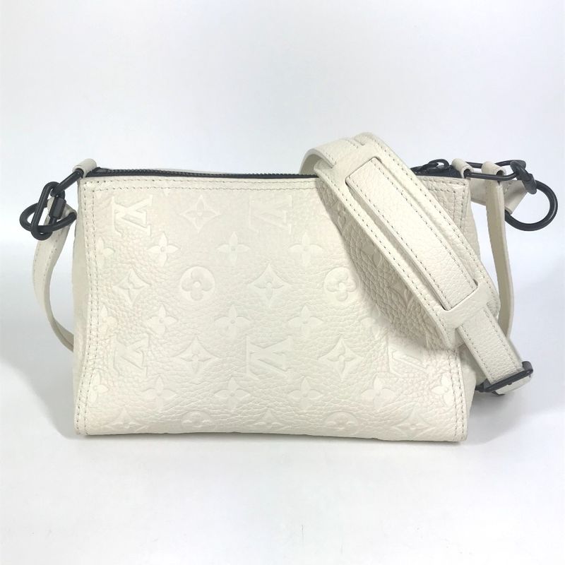 Louis Vuitton Shoulder Bag Triangle Messenger M55927 Taurillon Leather White