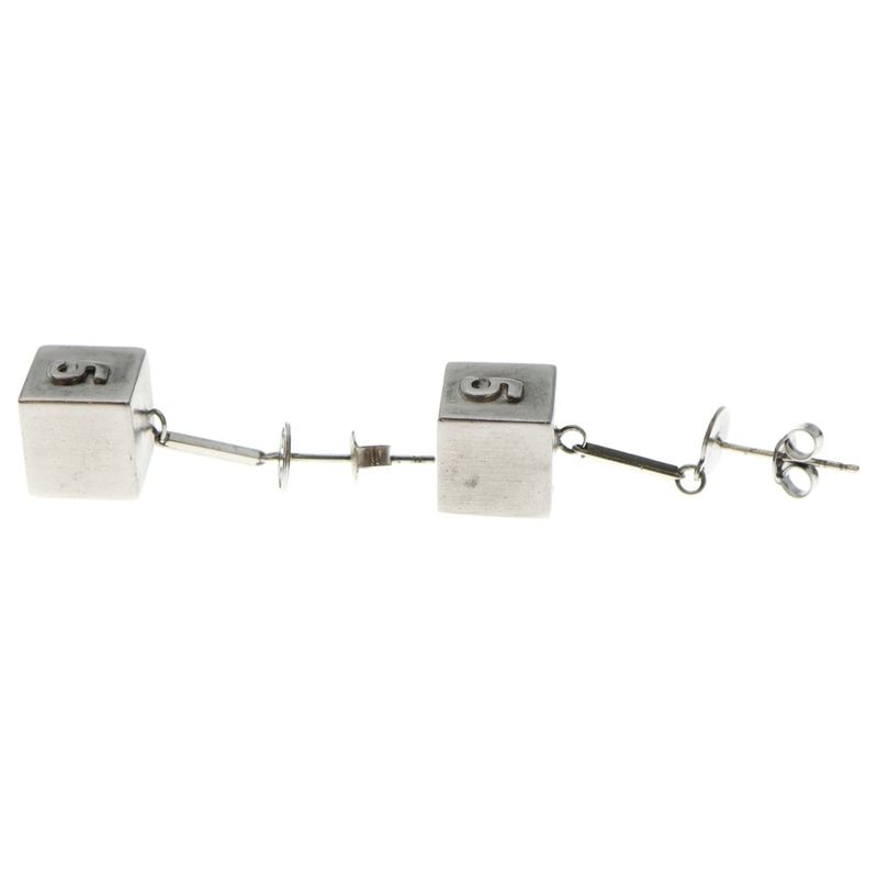 CHANEL No.5 Logo Earrings Silver