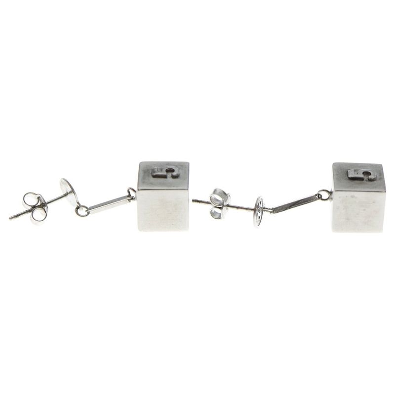 CHANEL No.5 Logo Earrings Silver