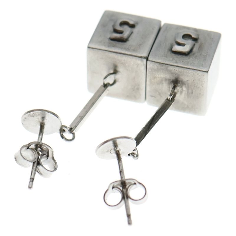 CHANEL No.5 Logo Earrings Silver