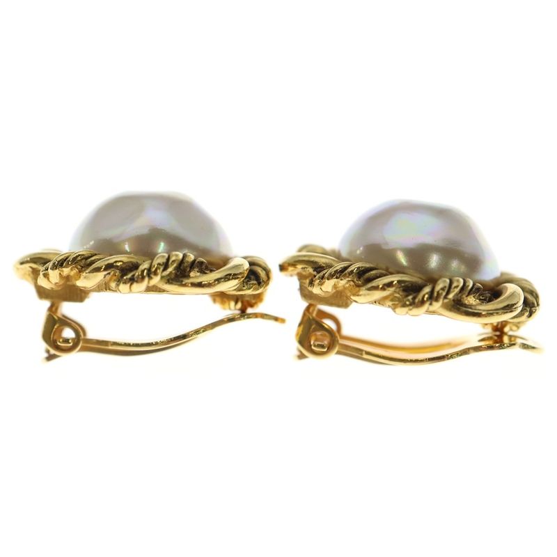 CHANEL Fake Pearl Earring 2187 White Gold GP