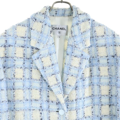 CHANEL 22AW Coco Mark Button Lamé Sequin Fancy Tweed Check All Over Pattern