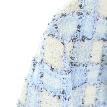 CHANEL 22AW Coco Mark Button Lamé Sequin Fancy Tweed Check All Over Pattern