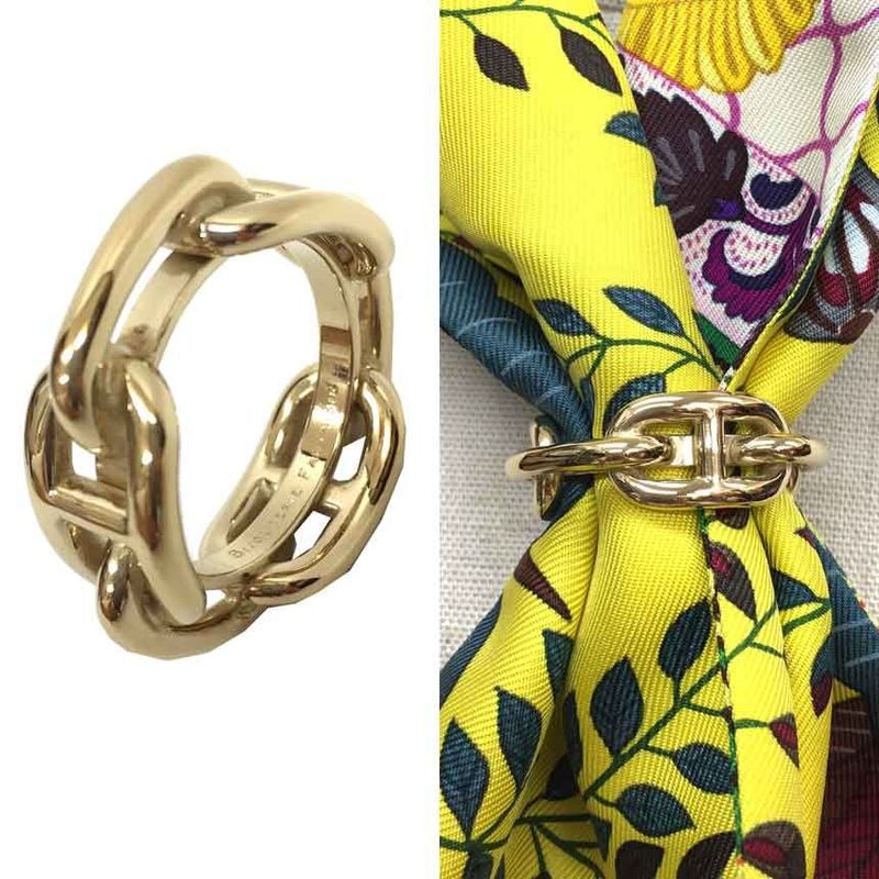 HERMES Chaine D'ancre Scarf Ring Gold Aq12469
