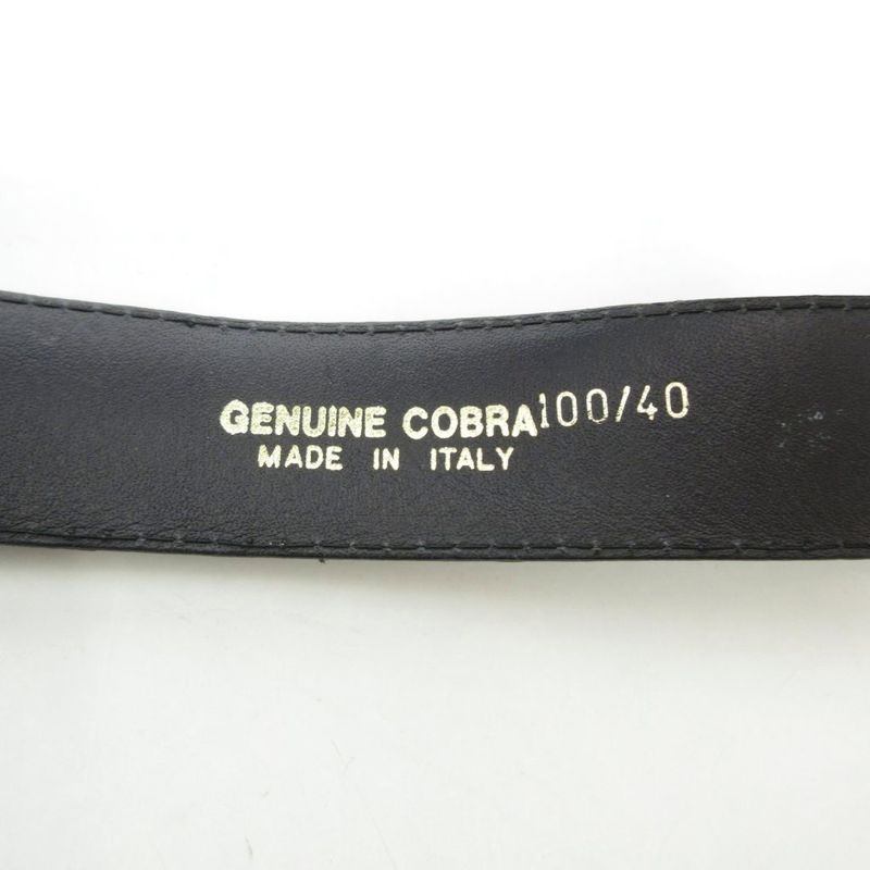 GUCCI Belt Cobra Leather Black Logo Design Square Buckle 100 40 YJ • GY06