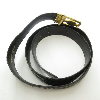 GUCCI Belt Cobra Leather Black Logo Design Square Buckle 100 40 YJ • GY06