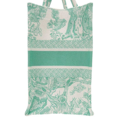 DIOR Book Tote Medium Toile De Jouy Embroidered Canvas Mint Green Tote Bag 1420