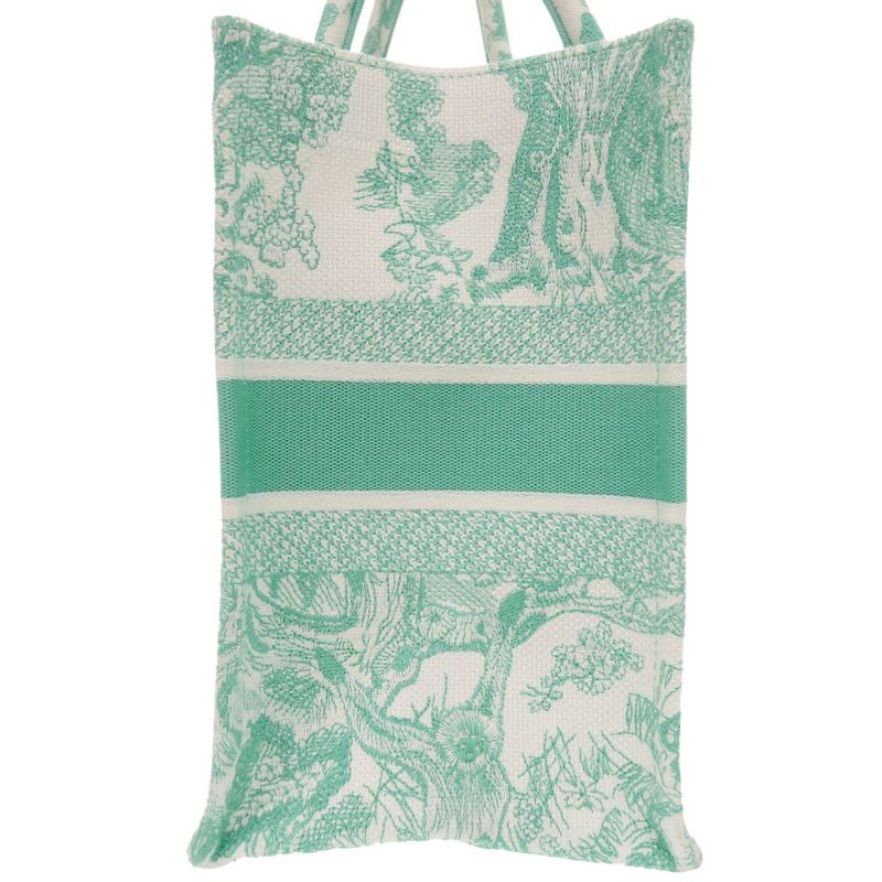 DIOR Book Tote Medium Toile De Jouy Embroidered Canvas Mint Green Tote Bag 1420