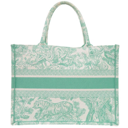 DIOR Book Tote Medium Toile De Jouy Embroidered Canvas Mint Green Tote Bag 1420