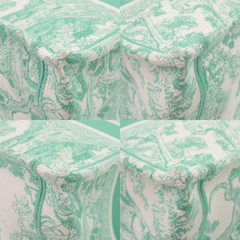 DIOR Book Tote Medium Toile De Jouy Embroidered Canvas Mint Green Tote Bag 1420