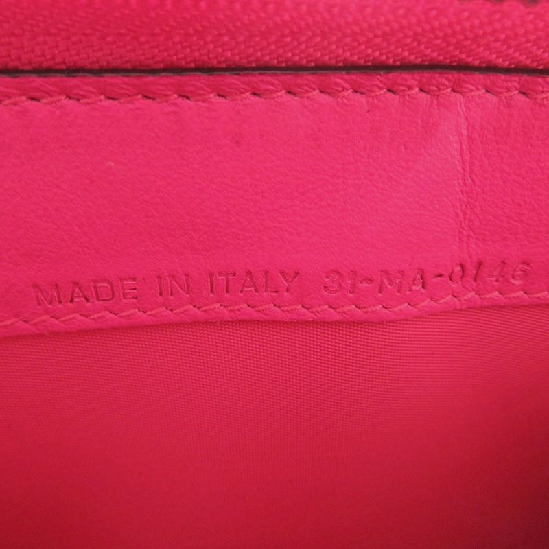 Christian Diorissimo Round Zipper-leather Black Pink Long Wallet Black 0232