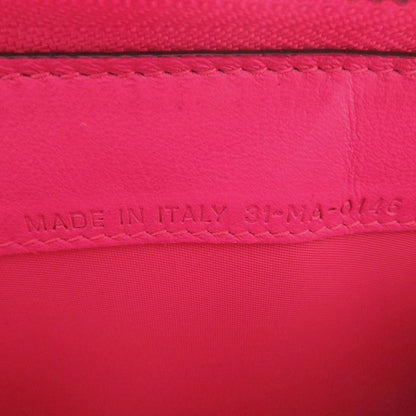 Christian Diorissimo Round Zipper-leather Black Pink Long Wallet Black 0232