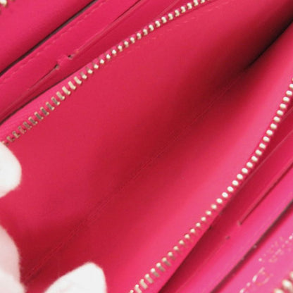 Christian Diorissimo Round Zipper-leather Black Pink Long Wallet Black 0232