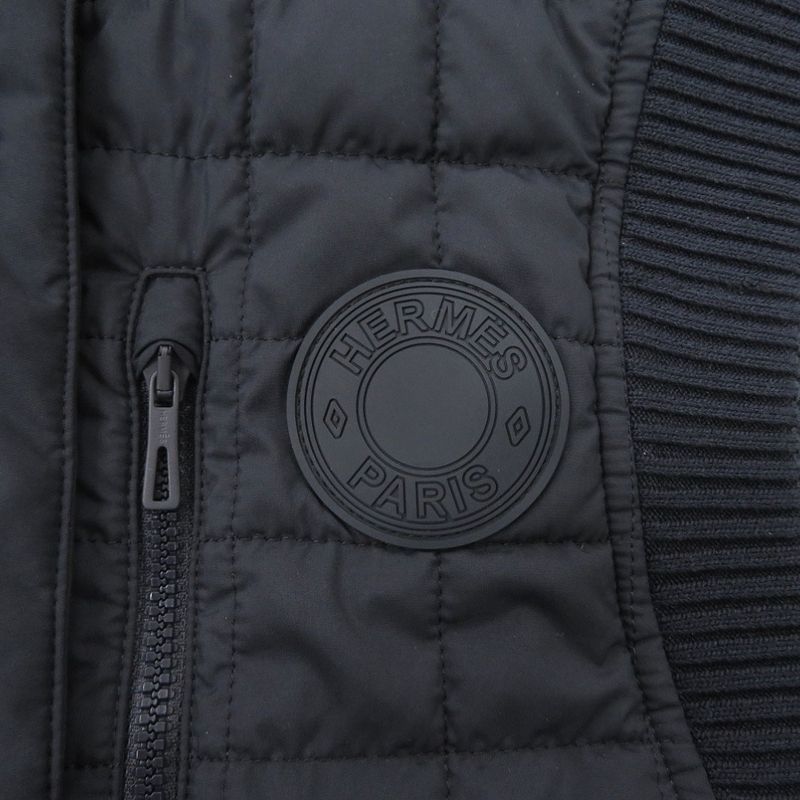 HERMES Quilted Blouson Jacket Sleeveless 5h0160dq Navy Vest Navy 1236 HERMES