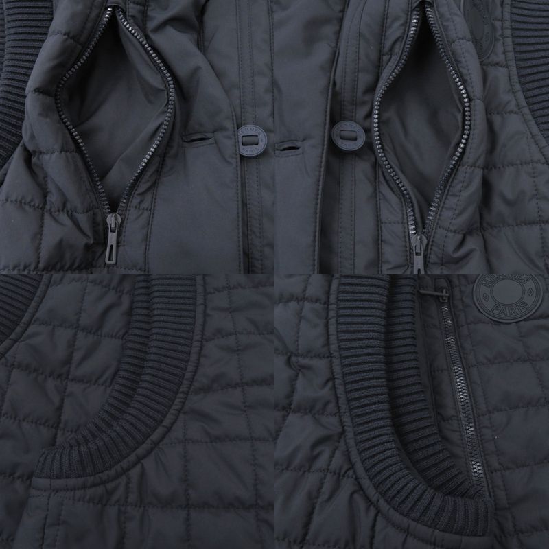 HERMES Quilted Blouson Jacket Sleeveless 5h0160dq Navy Vest Navy 1236 HERMES