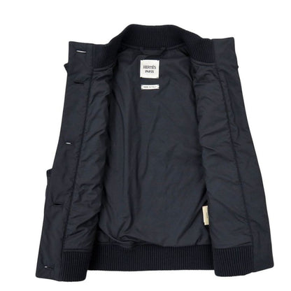 HERMES Quilted Blouson Jacket Sleeveless 5h0160dq Navy Vest Navy 1236 HERMES