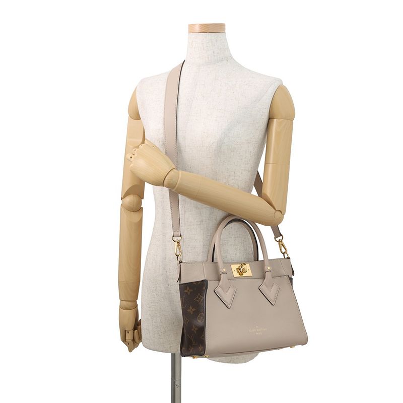 Louis Vuitton Handbag Monogram Calf Leather on My Side PM Greige Light Blue