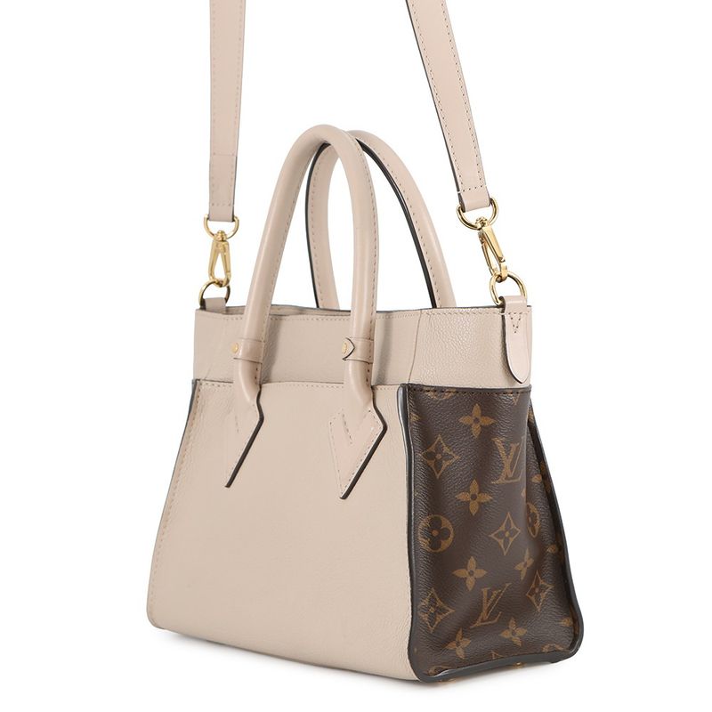 Louis Vuitton Handbag Monogram Calf Leather on My Side PM Greige Light Blue