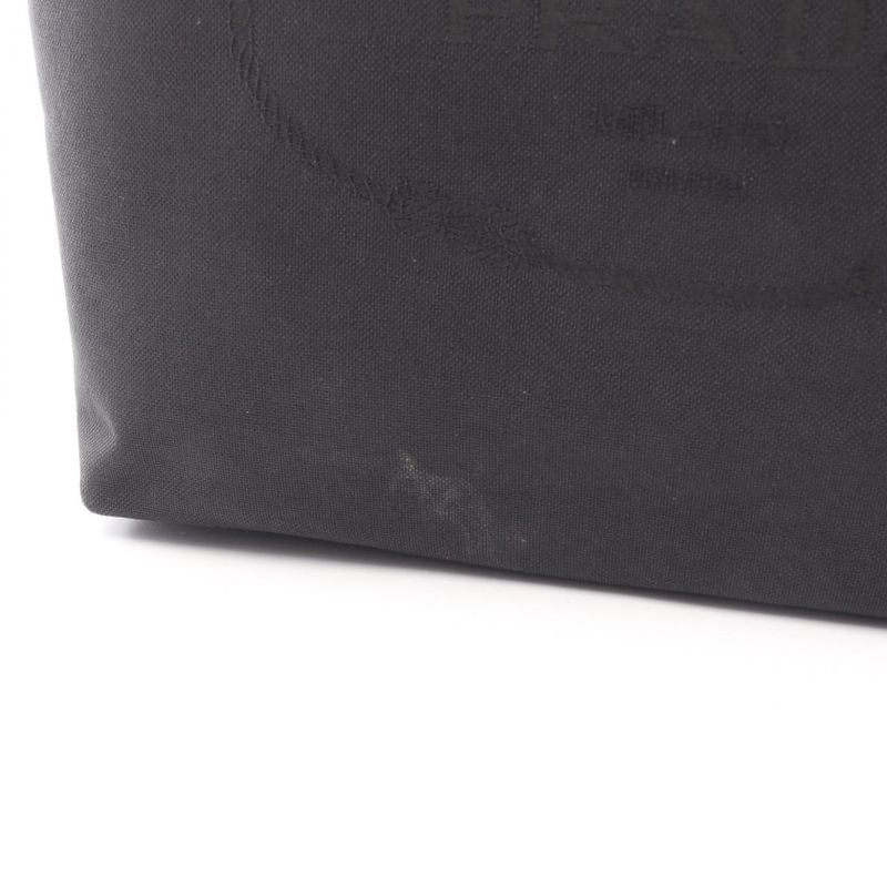 PRADA Tote Bag LOGO Jacquard 1bg158 Black Canvas Leather Logo Jacquard Tote Bag